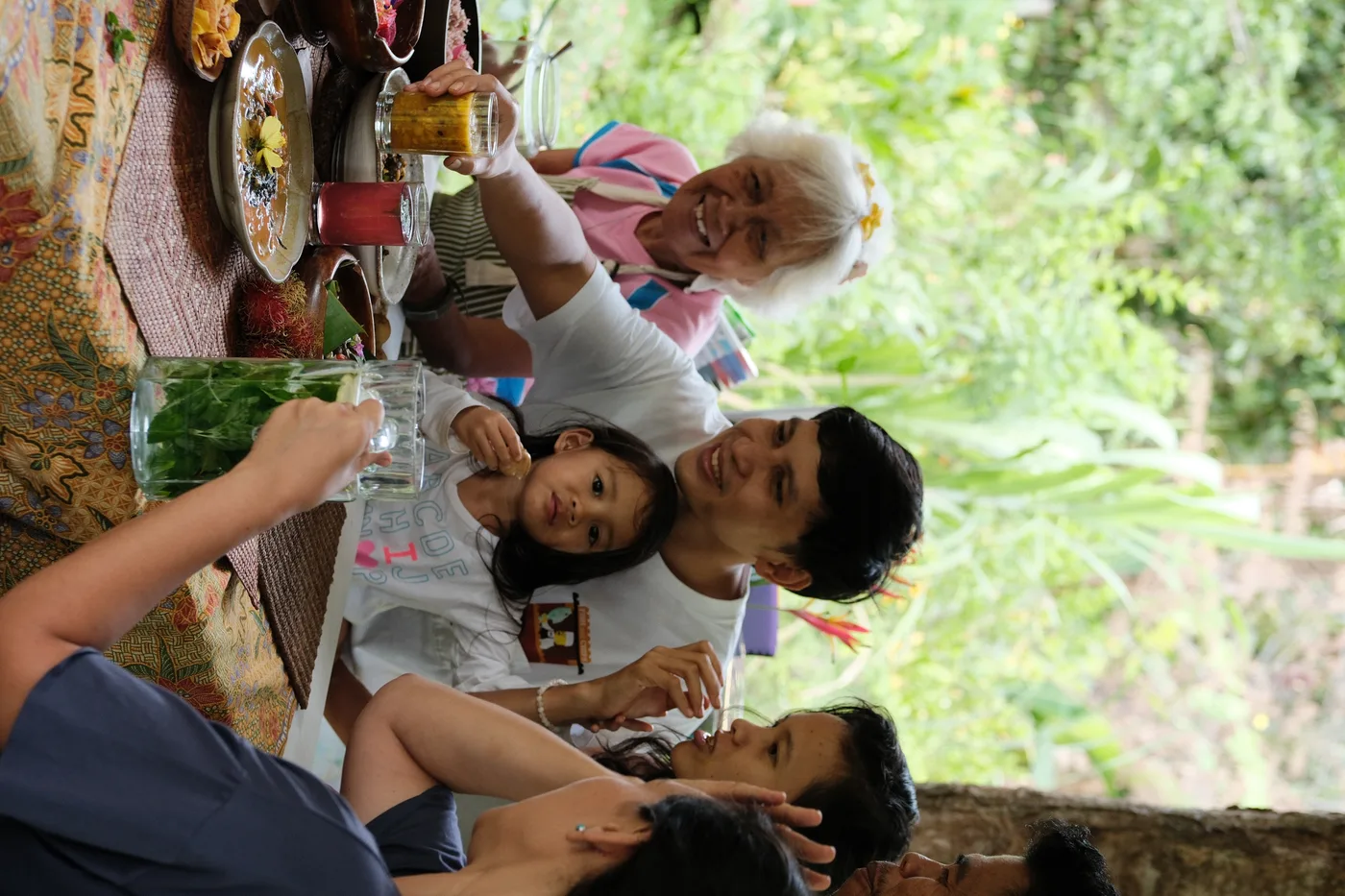 Multi-generation group at the farm table
